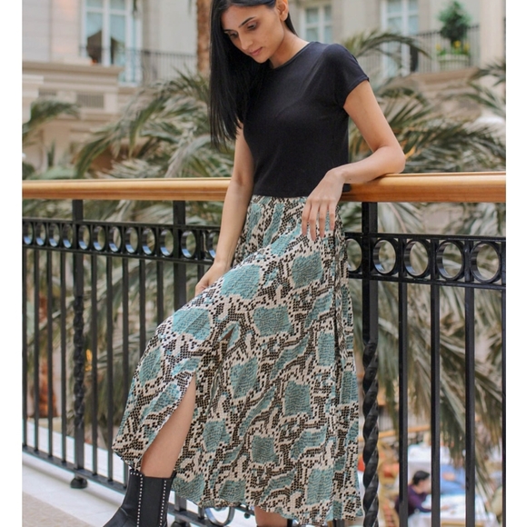 topshop python pleated dress